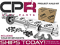 Complete 40mm Axle Kit 8mm Keyway Silver PROJECT series with Weld-on Brackets