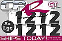 Number Pack 2 Digit - 8x LARGE Black Numbers AND Decal pack with Rear Bumper Decal White