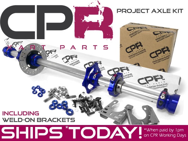 Complete 40mm Axle Kit 8mm Keyway Blue PROJECT series with Weld-on Brackets 