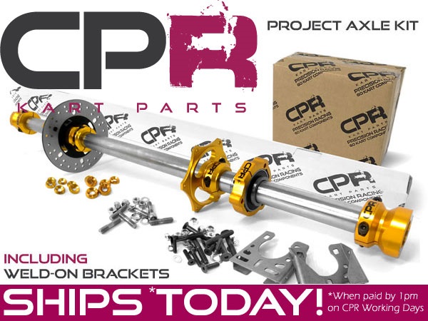 Complete 40mm Axle Kit 8mm Keyway Gold PROJECT series with Weld-on Brackets