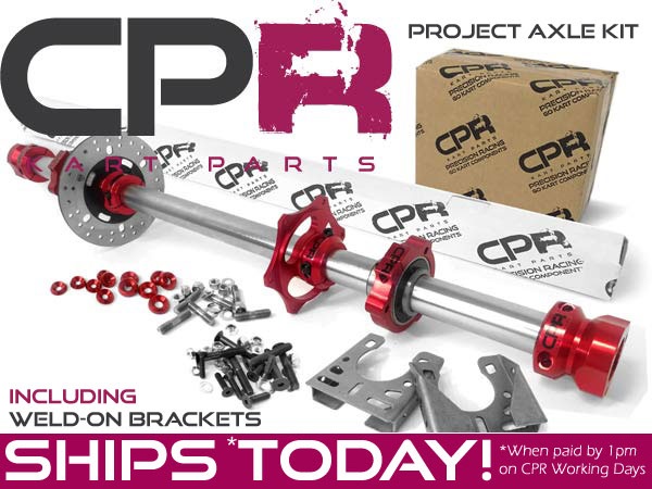Complete 40mm Axle Kit 8mm Keyway Red PROJECT series with Weld-on Brackets