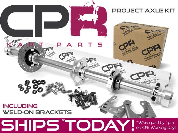 Complete 40mm Axle Kit 8mm Keyway Silver PROJECT series with Weld-on Brackets
